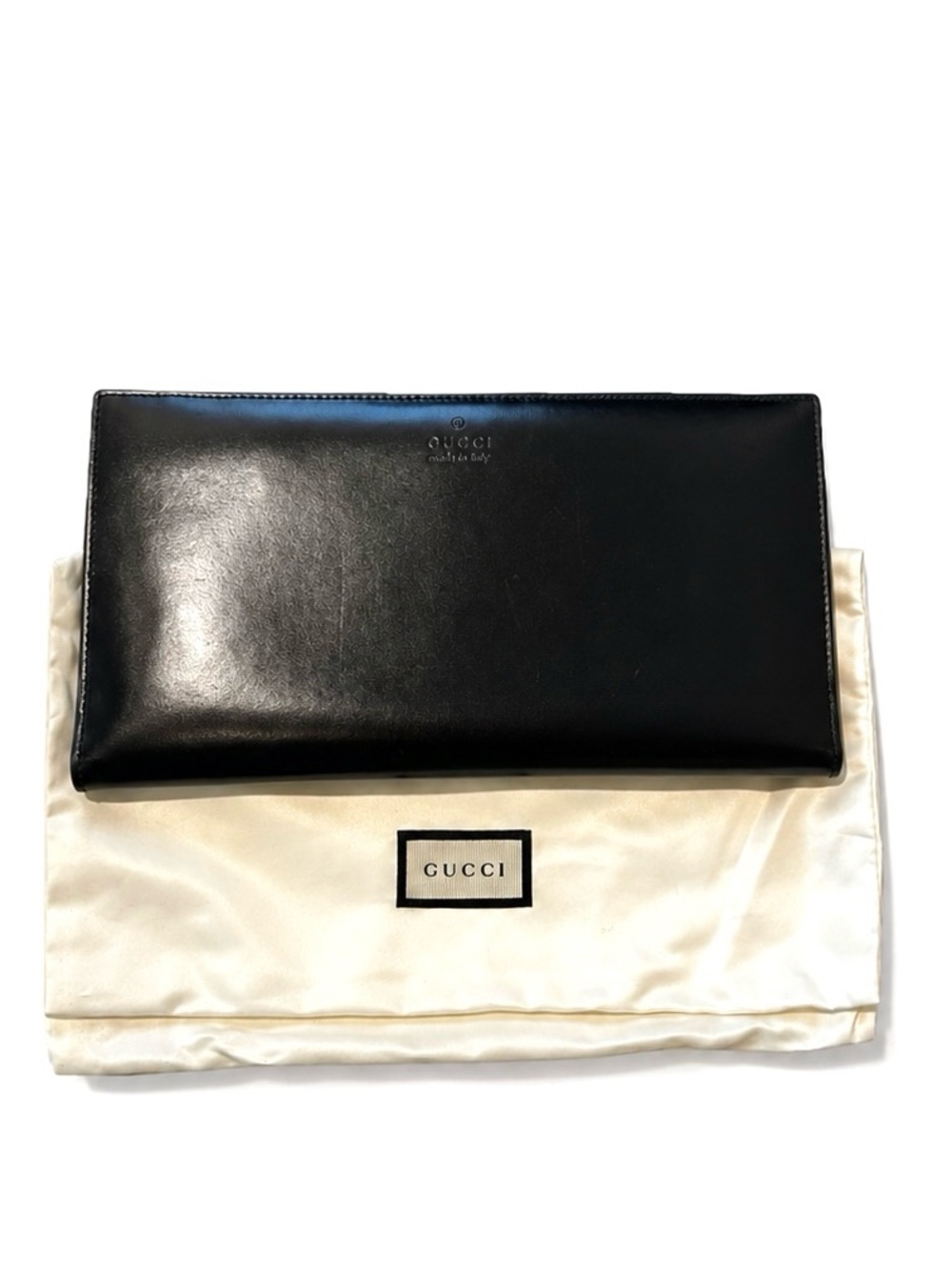 Gucci Black Smooth Leather Jumbo Long Bifold Wallet
